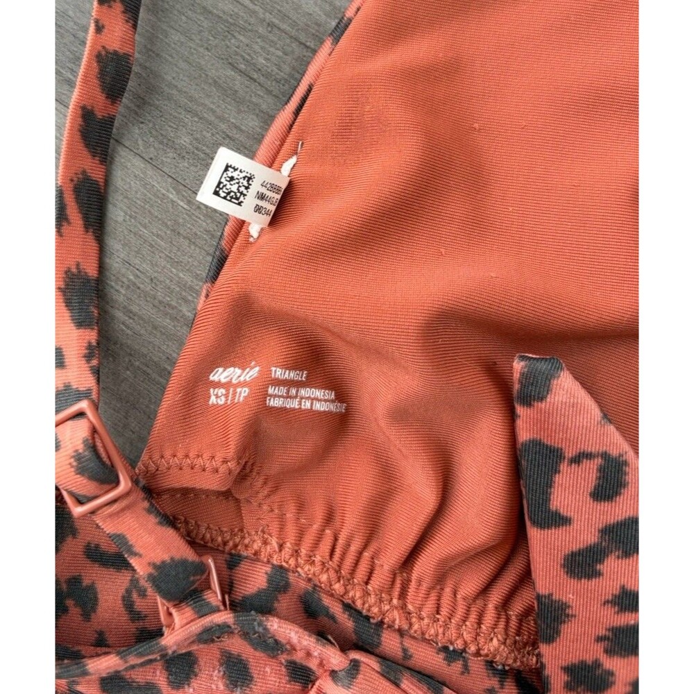 Aerie Brown Animal Print Bikini Size XS High Rise Swimsuit Triangle - Picture 5 of 6